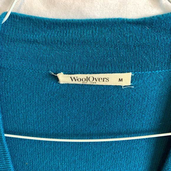 Turquoise lamb's wool Sweater, 3/4 sleeves, short mid tummy, size M - Picture 2 of 4